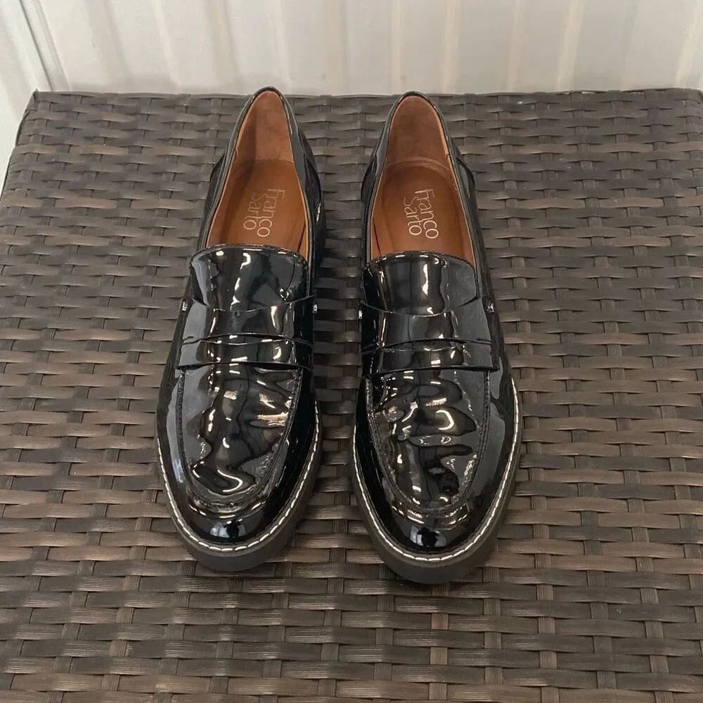 Franco Sorto, Cassandra, penny loafers, black patent leather women’s size 10